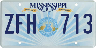 MS license plate ZFH713