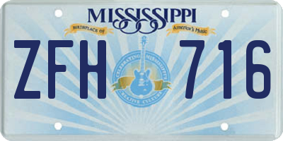 MS license plate ZFH716