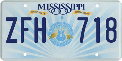 MS license plate ZFH718