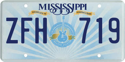 MS license plate ZFH719