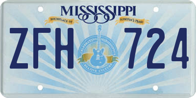MS license plate ZFH724