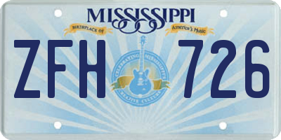 MS license plate ZFH726