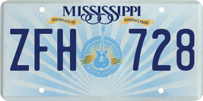 MS license plate ZFH728