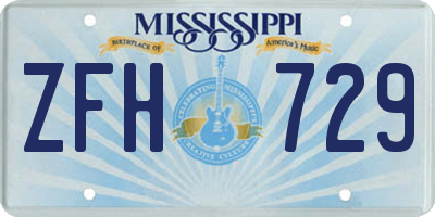 MS license plate ZFH729
