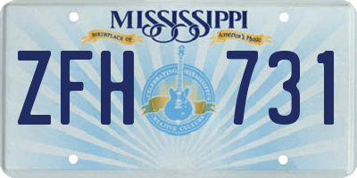 MS license plate ZFH731