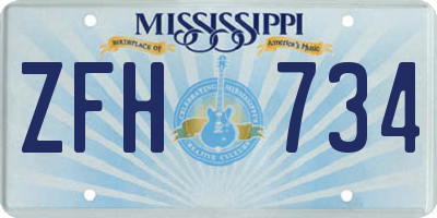 MS license plate ZFH734