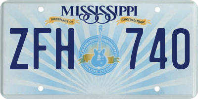 MS license plate ZFH740