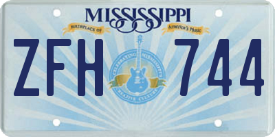 MS license plate ZFH744