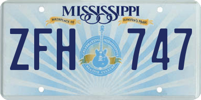 MS license plate ZFH747