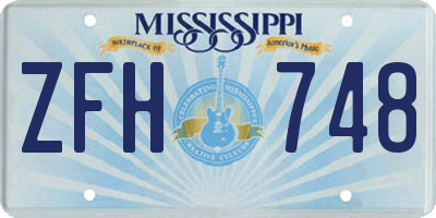 MS license plate ZFH748