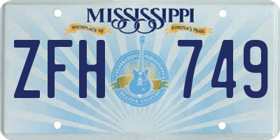 MS license plate ZFH749