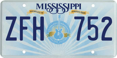 MS license plate ZFH752