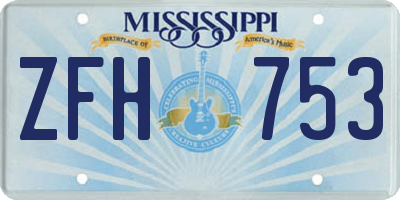 MS license plate ZFH753