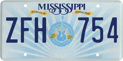 MS license plate ZFH754