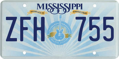 MS license plate ZFH755