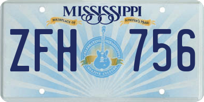 MS license plate ZFH756