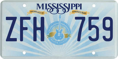 MS license plate ZFH759