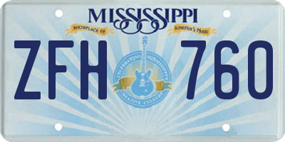 MS license plate ZFH760
