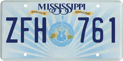 MS license plate ZFH761