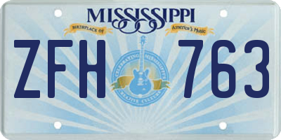MS license plate ZFH763