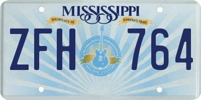 MS license plate ZFH764