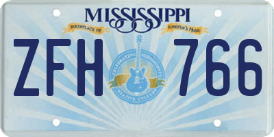 MS license plate ZFH766