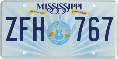 MS license plate ZFH767