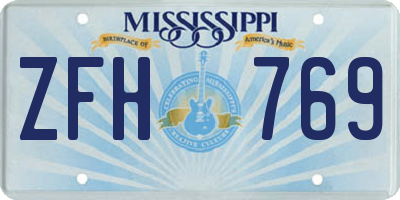 MS license plate ZFH769