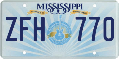 MS license plate ZFH770