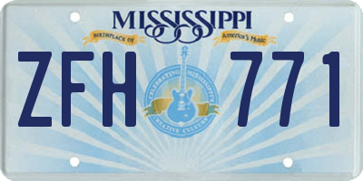 MS license plate ZFH771