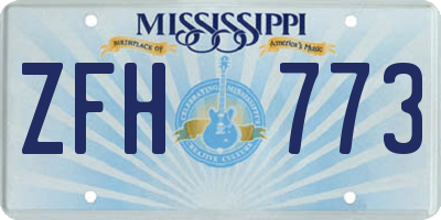 MS license plate ZFH773