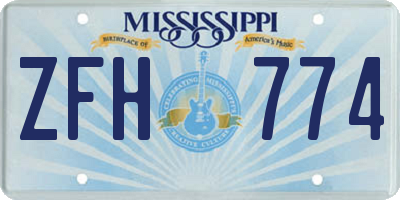 MS license plate ZFH774