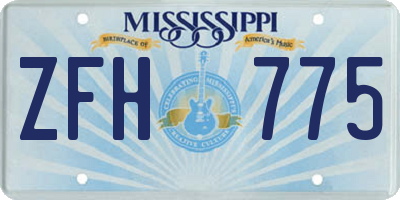 MS license plate ZFH775