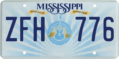 MS license plate ZFH776