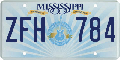 MS license plate ZFH784
