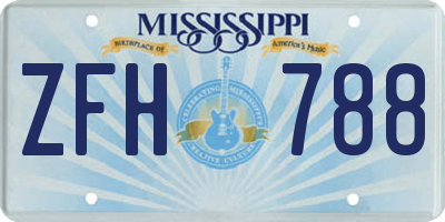 MS license plate ZFH788