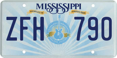 MS license plate ZFH790