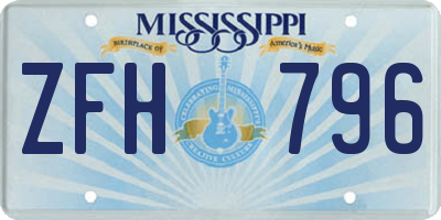MS license plate ZFH796