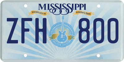 MS license plate ZFH800