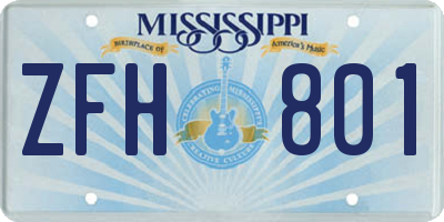 MS license plate ZFH801