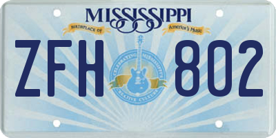MS license plate ZFH802