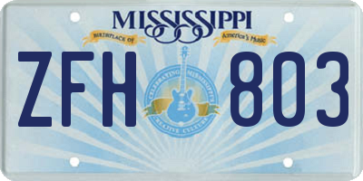 MS license plate ZFH803