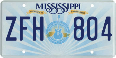 MS license plate ZFH804
