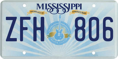 MS license plate ZFH806
