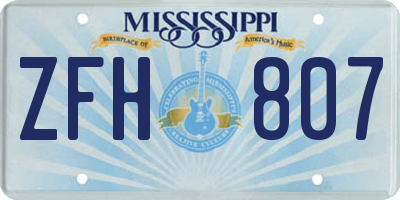 MS license plate ZFH807