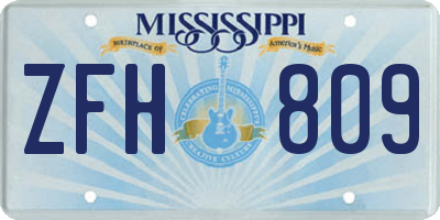 MS license plate ZFH809