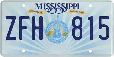 MS license plate ZFH815