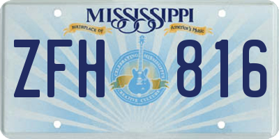 MS license plate ZFH816