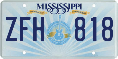 MS license plate ZFH818