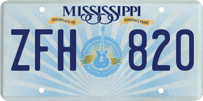 MS license plate ZFH820